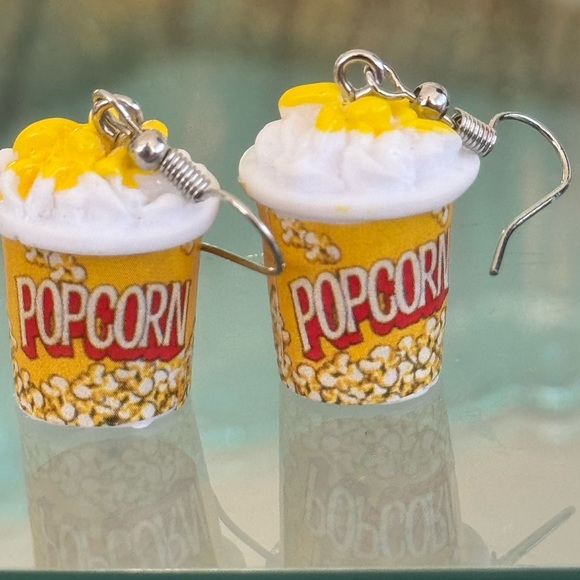 Novelty Pop Corn Dangle Earrings - Picture 2 of 10